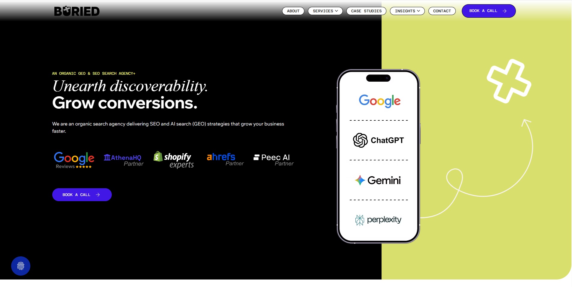 Buried homepage promoting GEO and AI search services