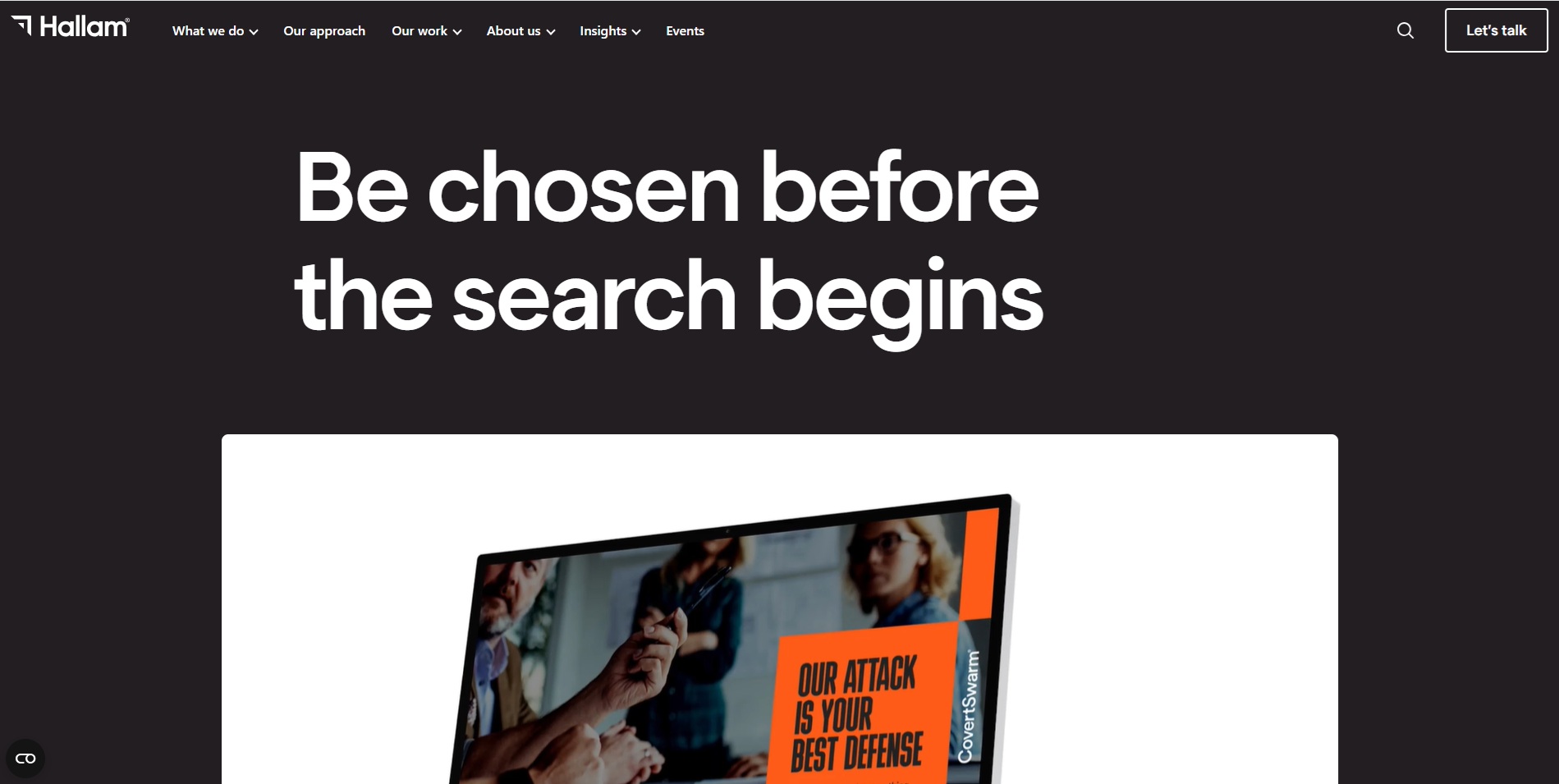 Hallam homepage promoting search and digital marketing services